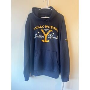 Yellowstone Dutton‎ Ranch Graphic Logo Hoodie Navy Blue Size Large NWT